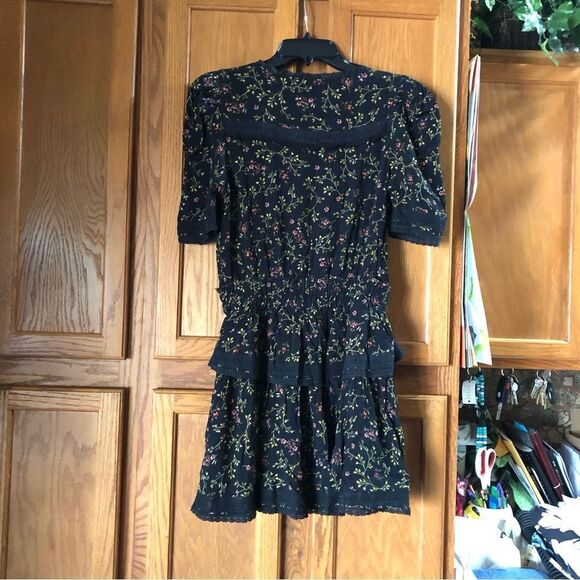 EYE OF THE NEEDLE Dark Romance Ditsy Print Ruffle Mini Dress - S - Picture 10 of 16